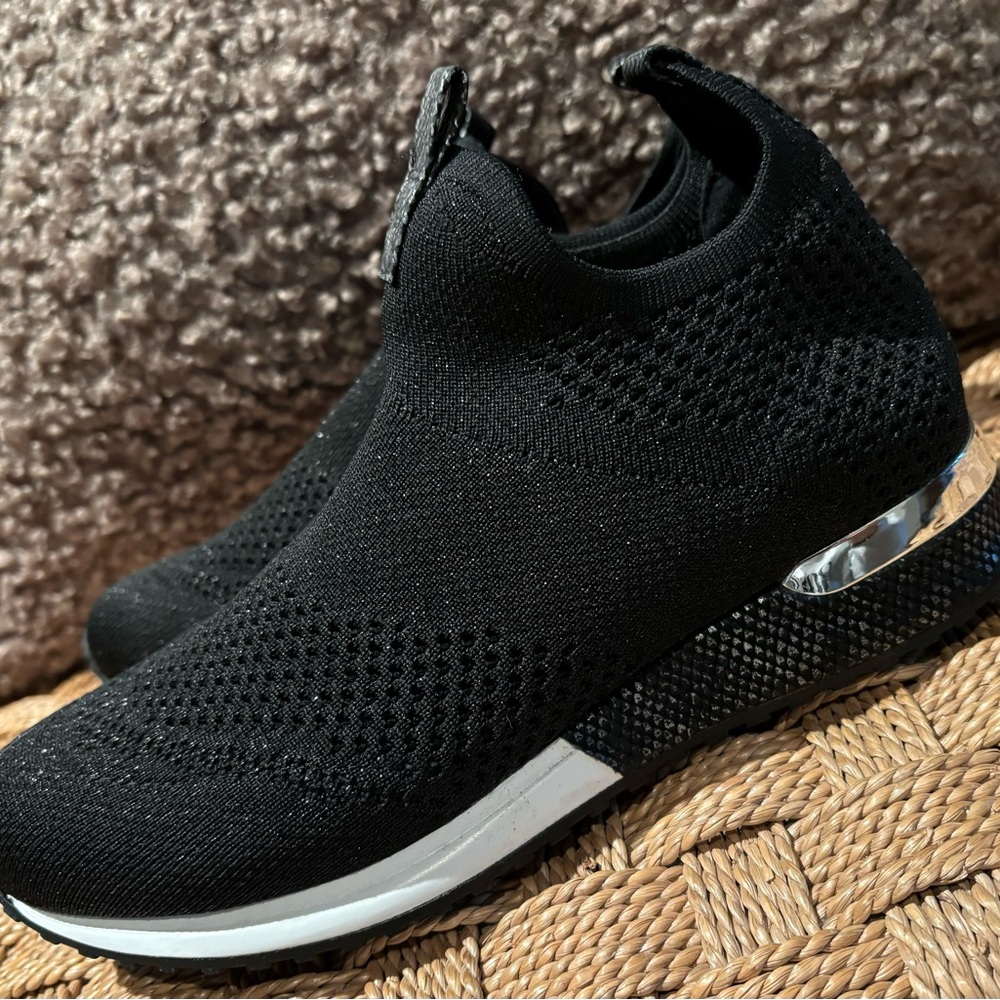 "RARE" Urban Sports by J/Slide DEEP Black shimmer silver heel accents SZ 7